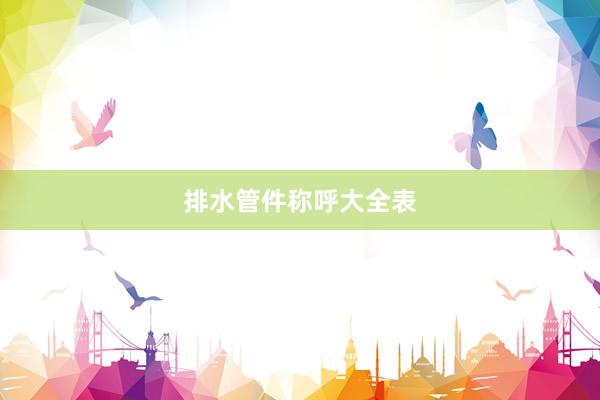 排水管件称呼大全表