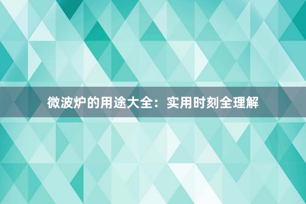 微波炉的用途大全：实用时刻全理解